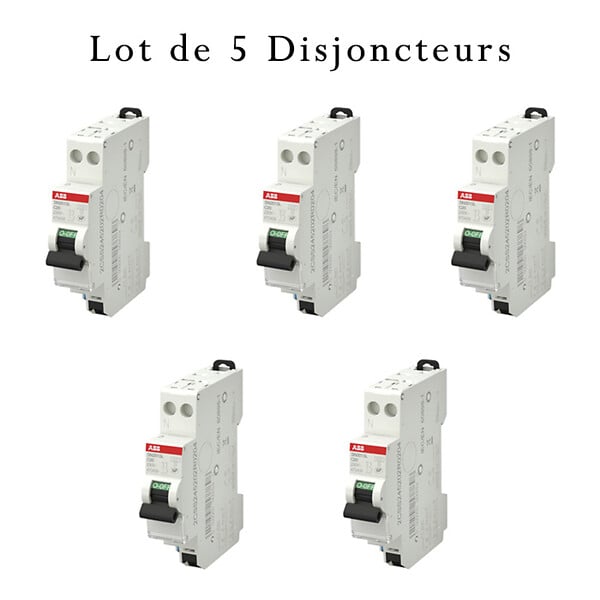 ABB - ABB Lot de 5 disjoncteurs automatiques Ph+N raccordement Rapide 20A-4,5Ka - large