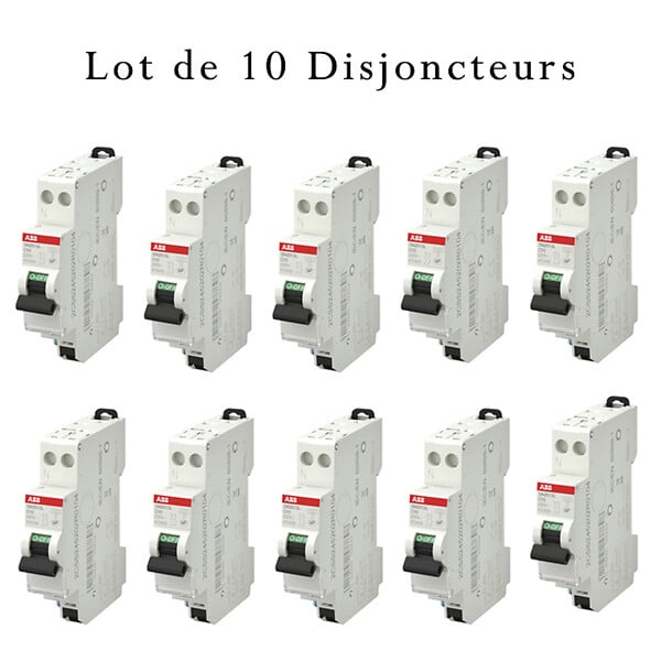 ABB - Lot de 10 disjoncteurs automatiques Ph+N raccordement Rapide 10A-4,5Ka-ABB - large