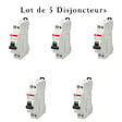 ABB - Lot de 5 disjoncteurs Ph+N raccordement Vis 16A-4,5Ka - Courbe  C-ABB - vignette