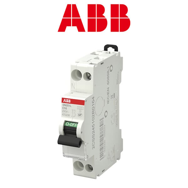 ABB - ABB Lot de 2 disjoncteurs Ph+N raccordement Vis 16A-4,5Ka - Courbe C - large