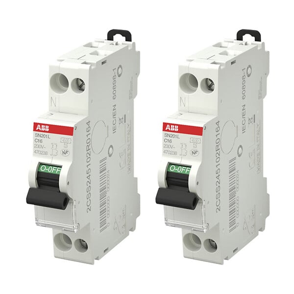 ABB - ABB Lot de 2 disjoncteurs Ph+N raccordement Vis 16A-4,5Ka - Courbe C - large