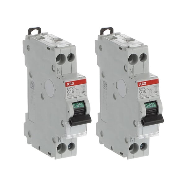 ABB - ABB Lot de 2 disjoncteurs Ph+N raccordement Vis 16A-4,5Ka - Courbe C - large
