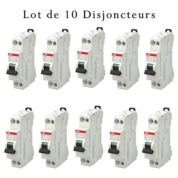 ABB - ABB Lot de 10 disjoncteurs Ph+N raccordement Vis 16A-4,5Ka - Courbe C - large
