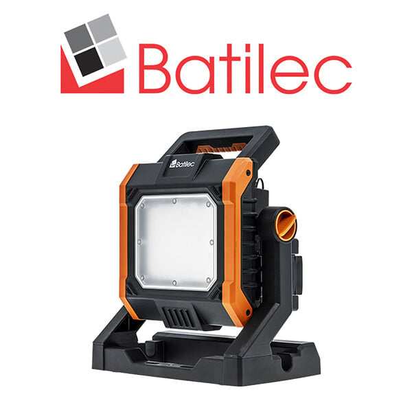 BATILEC - Projecteur de chantier 4000 lm + 5 adaptateurs 18-20V Compatible pour batterie Black & Decker, Bosch, Dewalt, Makita, Metabo, Milwaukee et Stanley - IP65 - large