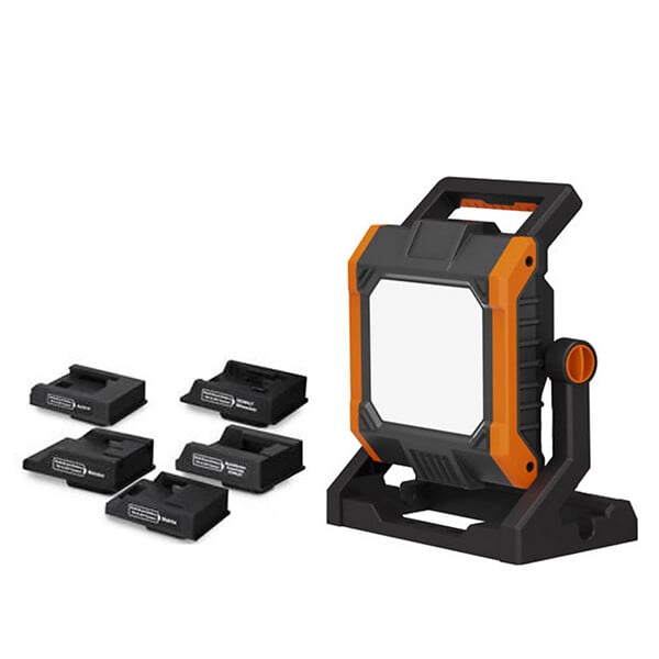 BATILEC - Projecteur de chantier 4000 lm + 5 adaptateurs 18-20V Compatible pour batterie Black & Decker, Bosch, Dewalt, Makita, Metabo, Milwaukee et Stanley - IP65 - large