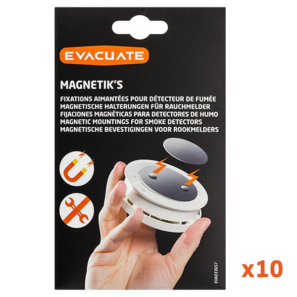 EVACUATE - Lot de 10 fixations aimantées pour détecteur de fumée-EVACUATE - large