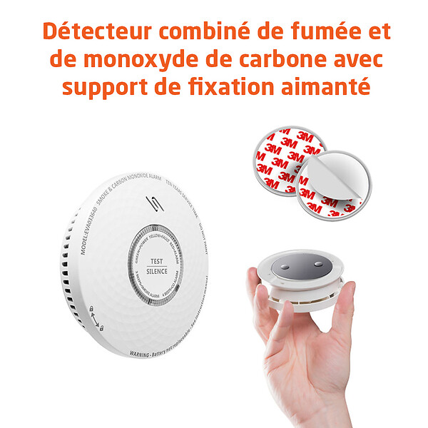 EVACUATE - Détecteur combiné de fumée et de monoxyde de carbone avec support de fixation aimanté-EVACUATE - large