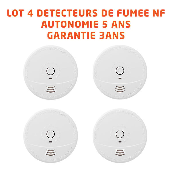 EVACUATE - Lot de 4 détecteurs de fumée NF autonomie 5 ans-EVACUATE - large
