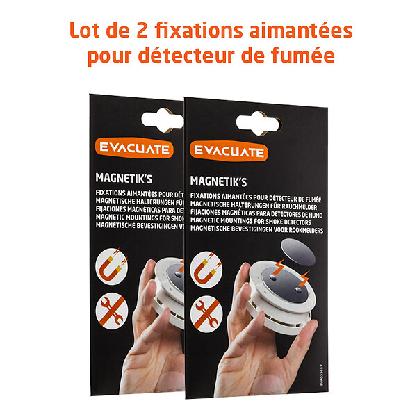 EVACUATE - Lot de 2 fixations aimantées pour détecteur de fumée-EVACUATE - large
