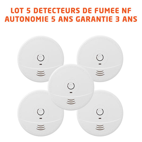 EVACUATE - Lot de 5 détecteurs de fumée NF autonomie 5 ans-EVACUATE - large