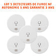 EVACUATE - Lot de 5 détecteurs de fumée NF autonomie 5 ans-EVACUATE - vignette