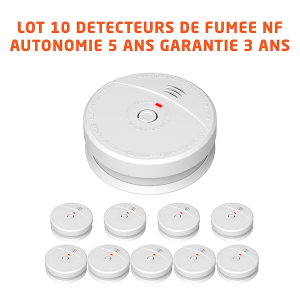 EVACUATE - Lot de 10 détecteurs de fumée NF autonomie 5 ans-EVACUATE - large