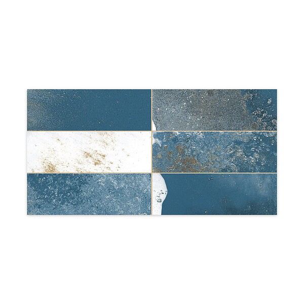 RO'MA NATURE - Carrelage Vintage effet Zellige Bleu 40x20x1,03 cm Atelora - Mur intérieur (vendu par carton de 0,96 m²) - large