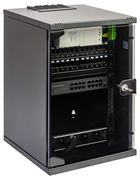 BATILEC - Pack Baie Petit Tertiaire 10'' 24 RJ45 Cat6 + Switch 16 Ports Gigabit : Solution réseau clé en main pour locaux <200 m²-BATILEC - large