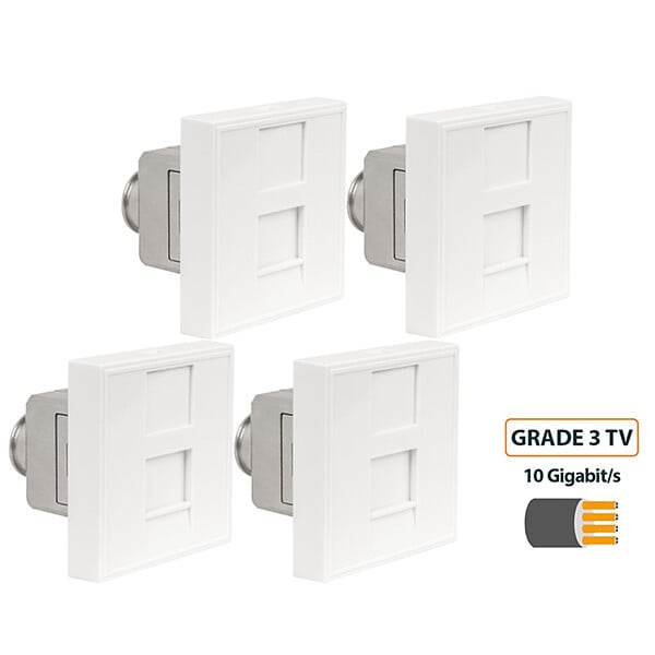 BATILEC - BATILEC Pack 4 prises terminales RJ45 Cat 6A 45x45 - 2 modules, haute performance et fiabilité garantie - large