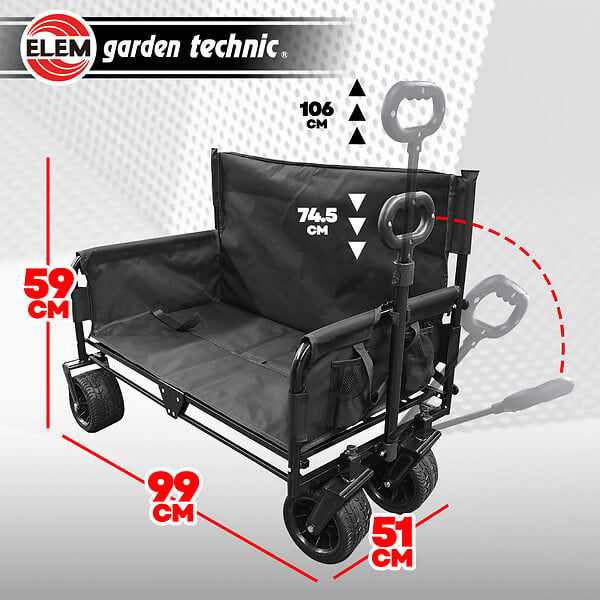 ELEM GARDEN TECHNIC - Chariot multifonctions pliable 99x59x51cm - large