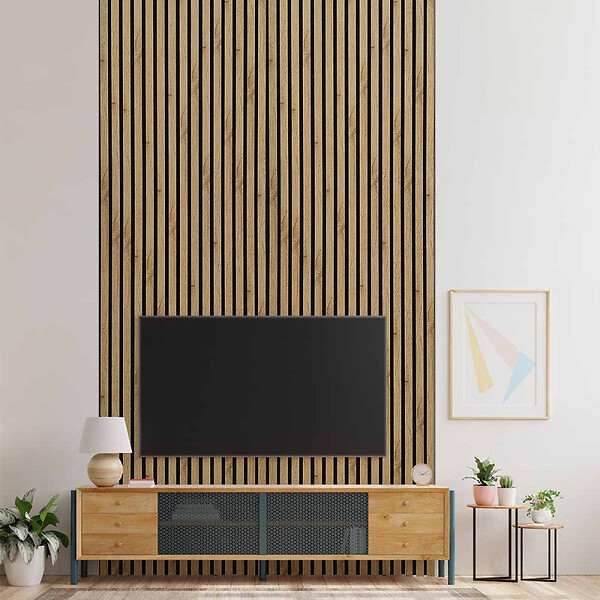 PROTOCOLE HOME - Panneau acoustique SLIM ROULE 15 - design scandinave, feutrine flexible 3 mm, 15 tasseaux - large