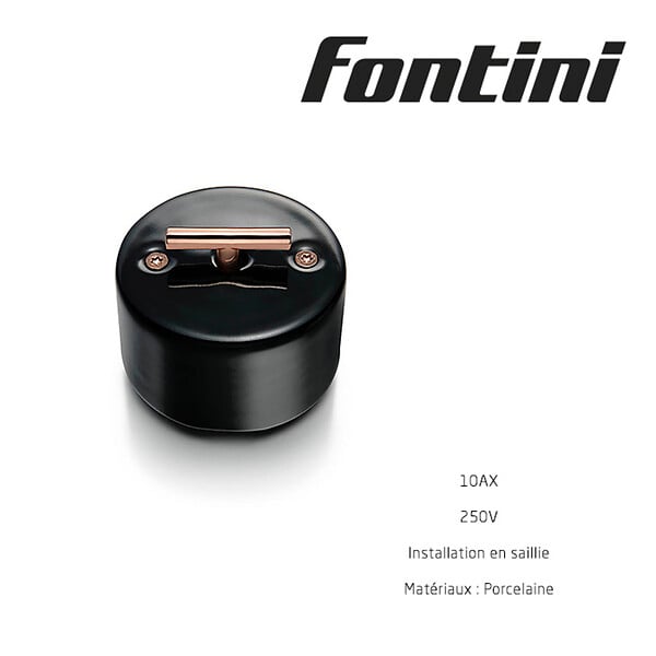FONTINI - Va-et-vient metal cuivre brillant porcelaine noire DO-FONTINI - large