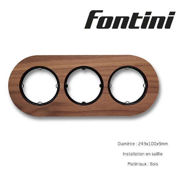 FONTINI - FONTINI Plaque 3 postes noyer DO - large