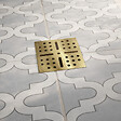 AURLANE - Bonde à sortie HORIZONTALE pour receveur à carreler RAINY - Grille Inox Dorée - vignette