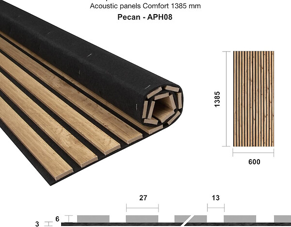 PROTOCOLE HOME - Andas Home Panneau acoustique SONOMA 138,5 x 60 cm - feutre et MDF chêne clair - large