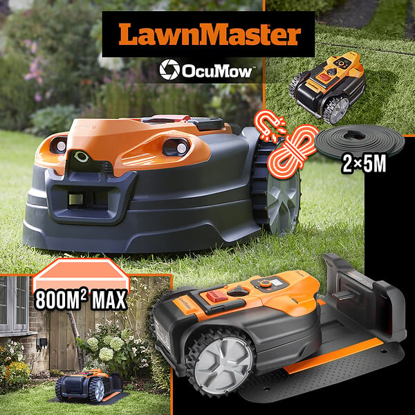 LAWNMASTER - Robot tondeuse autonome 24V sans fil périmétrique avec station de charge - Max 800m² - large