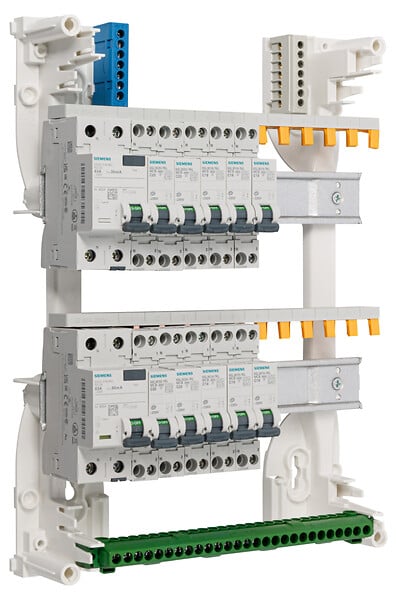 SIEMENS - Tableau 2 rangées pré-équipé 2 inter. diff. 63A + 10 disjoncteurs-SIEMENS - large