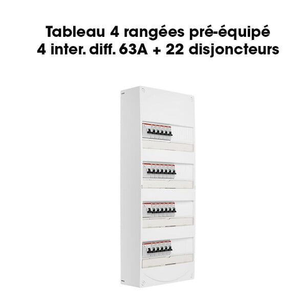 ABB - ABB Tableau 4 rangées pré-équipé 4 inter. diff. 63A + 22 disjoncteurs - large
