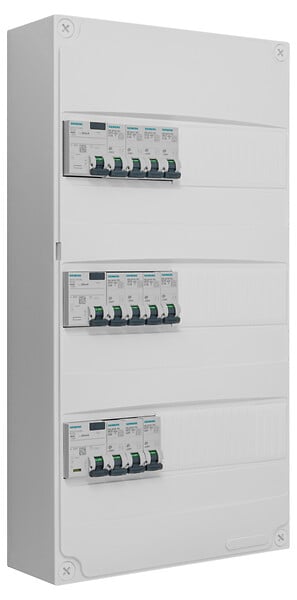 SIEMENS - Tableau 3 rangées pré-équipé 2 inter. diff. 40A + 1 inter. diff. 63A + 11 disjoncteurs-SIEMENS - large