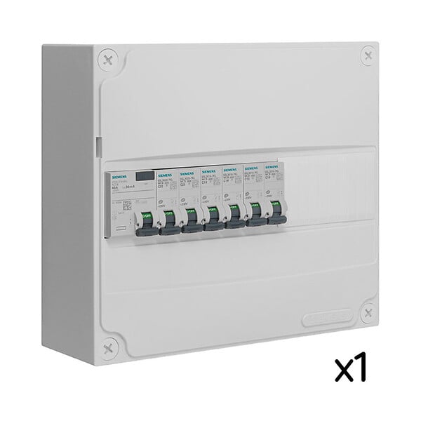 SIEMENS - Tableau électrique pré-équipé 1 rangée 13 modules 6 disjoncteurs 1 interrupteur différentiel-SIEMENS - large