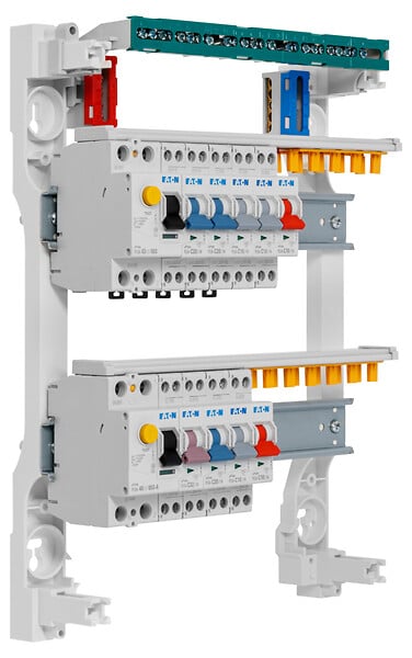 EATON CAPRI - Tableau 2 rangées pré-équipé 1 inter. diff. 63A + 1 inter. diff. 40A + 9 disjoncteurs-EATON - large