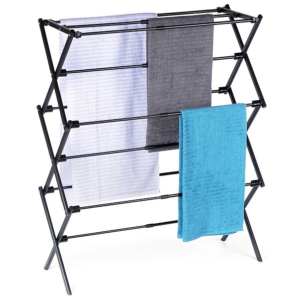 ENTREPOT BRICO - Etendoir a linge vertical extensible en métal noir 47-78 x 94 cm - large