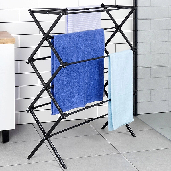 ENTREPOT BRICO - Etendoir a linge vertical extensible en métal noir 47-78 x 94 cm - large