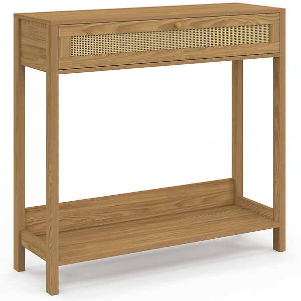 ID MARKET - Console 1 tiroir HANAE effet naturel cannage - large