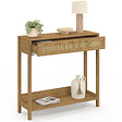 ID MARKET - Console 1 tiroir HANAE effet naturel cannage - vignette