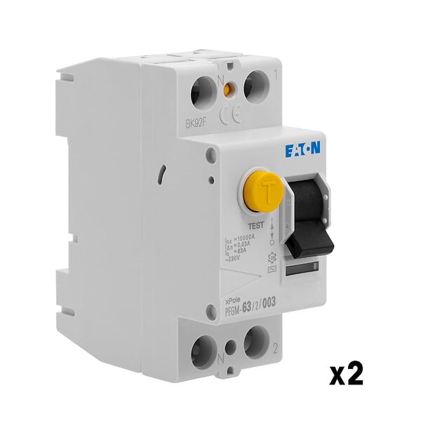 EATON CAPRI - EATON Lot de 2 interrupteurs différentiels PFGM, 2x63A 30mA type AC - large