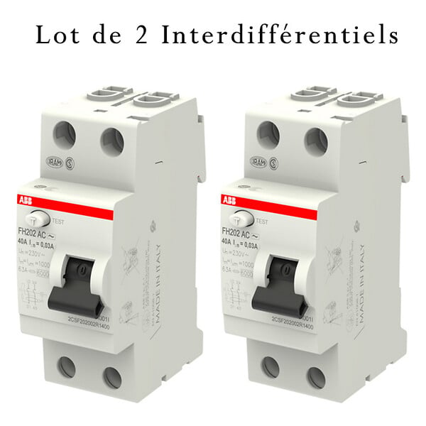 ABB - Lot de 2 Interrupteurs différentiels  à vis raccordement 40A 30mA Type AC-ABB - large
