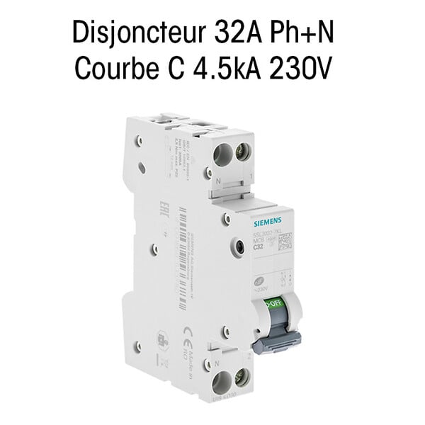 SIEMENS - SIEMENS Disjoncteur 32A Ph+N courbe C 4.5kA 230V - large