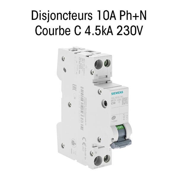 SIEMENS - SIEMENS Disjoncteur 10A Ph+N courbe C 4.5kA 230V - large