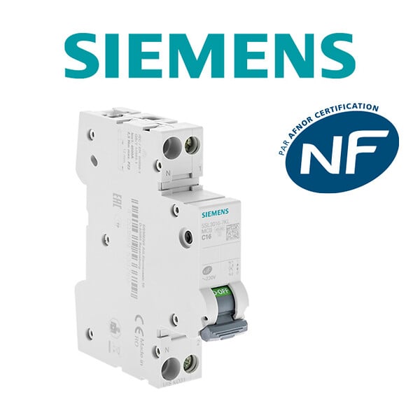 SIEMENS - SIEMENS Disjoncteur 16A Ph+N courbe C 4.5kA 230V - large