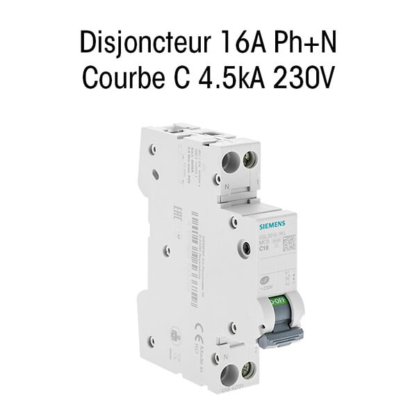 SIEMENS - SIEMENS Disjoncteur 16A Ph+N courbe C 4.5kA 230V - large