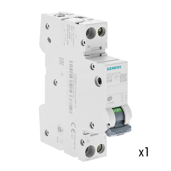 SIEMENS - SIEMENS Disjoncteur 16A Ph+N courbe C 4.5kA 230V - large