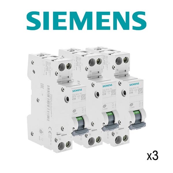 SIEMENS - SIEMENS LOT 3 disjoncteurs modulaires 16A 230V, 4,5kA, 1+N POLES, COURBE C - large