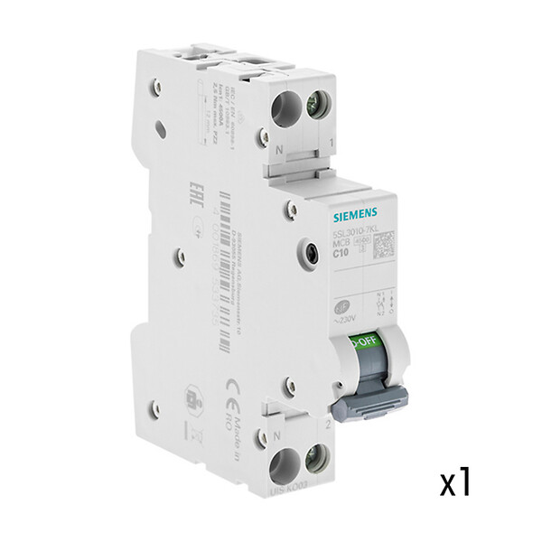 SIEMENS - Disjoncteur 10A Ph+N courbe C 4.5kA 230V-SIEMENS - large