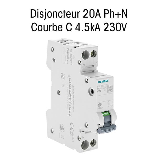 SIEMENS - SIEMENS Disjoncteur 20A Ph+N courbe C 4.5kA 230V - large