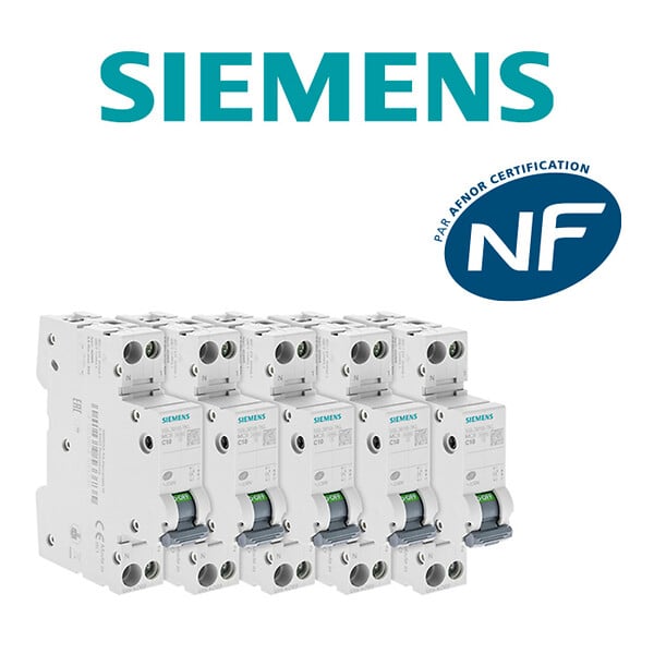 SIEMENS - Lot de 5 Disjoncteurs électriques phase + neutre 10A-SIEMENS - large