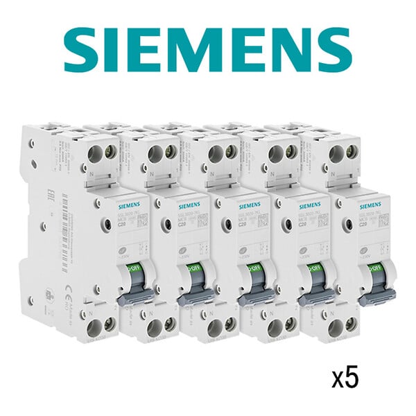 SIEMENS - SIEMENS Lot de 5 disjoncteurs électriques phase + neutre 20A KNX - large