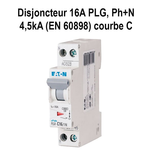 EATON CAPRI - Disjoncteur 16A PLG, Ph+N 4,5kA (EN 60898) courbe C-EATON - large