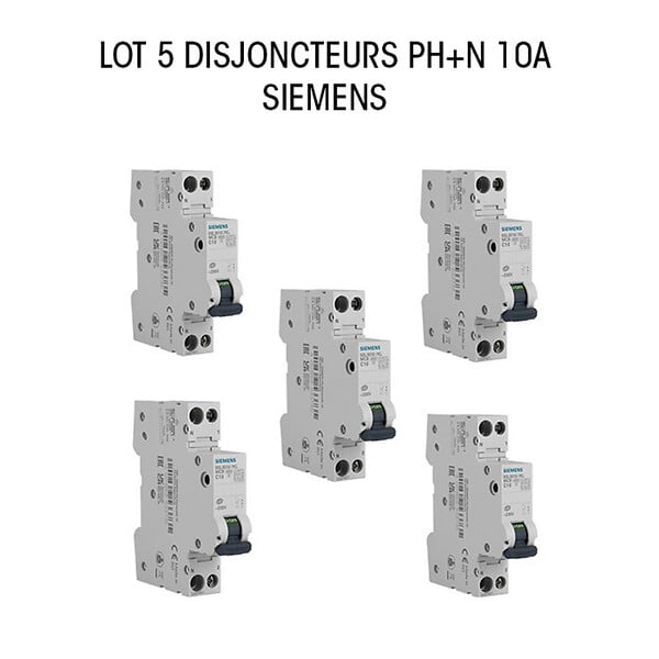 SIEMENS - SIEMENS Lot de 5 disjoncteurs électriques phase + neutre 10A KNX - large