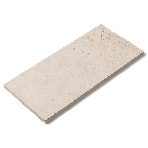 RO'MA NATURE - Margelle de piscine effet Travertin Beige 60x28x2 cm Bord Droit Pietra - large